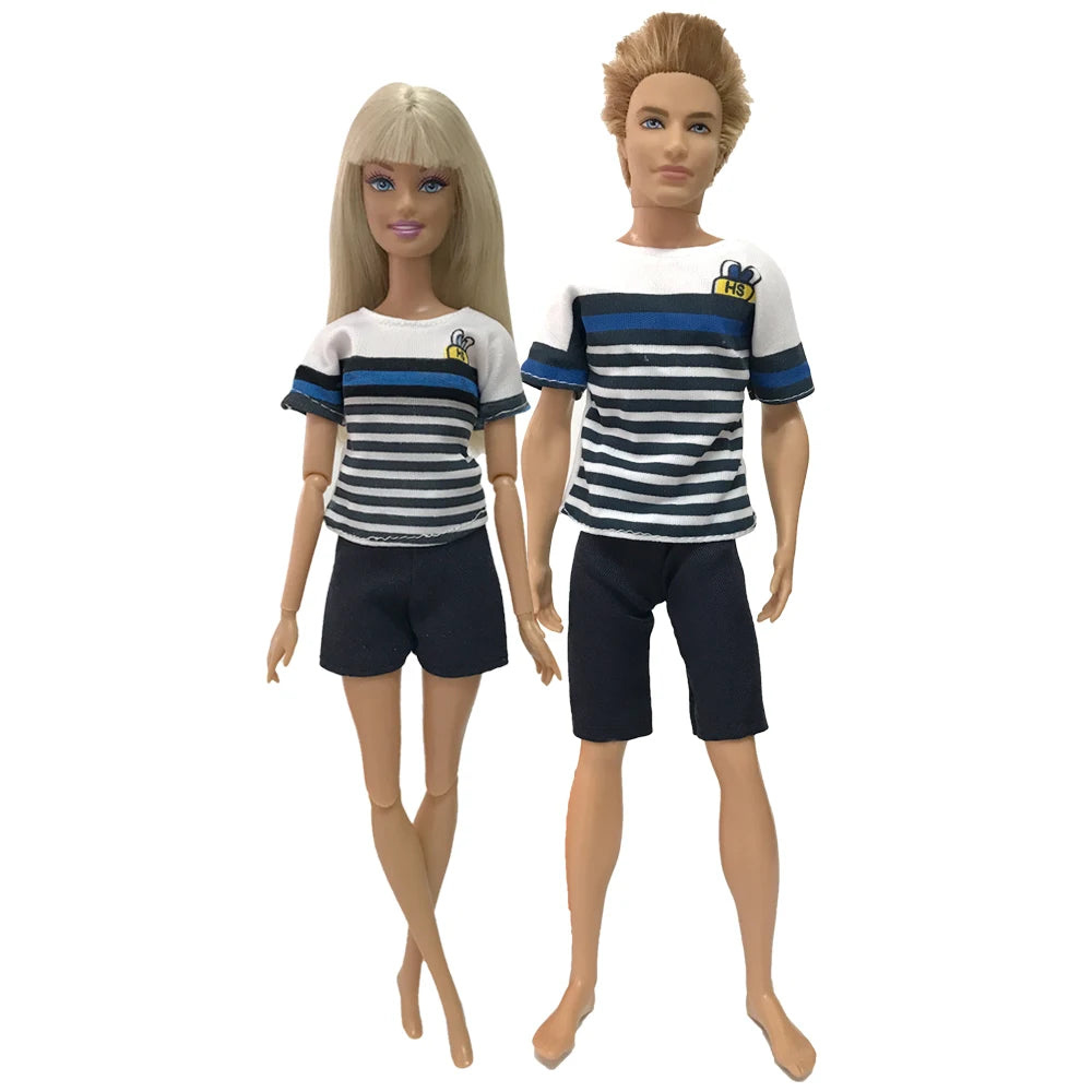 NK 2 Set 30CM Doll Mixed Male Girl Doll Clothes Fashion Doll Dress 11.5 inch Doll Clothes For 1/6 Dolls Accessories Gift Toy J J