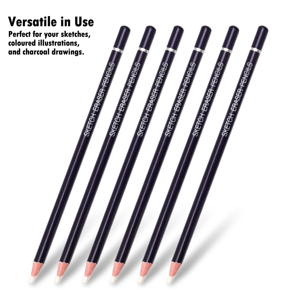 Eraser Pencil, Pen Style, Rubber Revise Details, Highlight Modeling For Manga Design Drawing Art Supplies, Set of 6