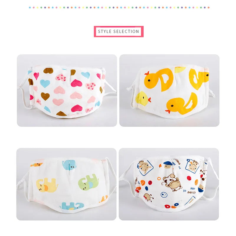 Kids Baby Anti Dust Face Mask Cartoon Washable Mouth Cover Bacterial Proof Animal Breathing Reusable Cotton Mask 0-12years