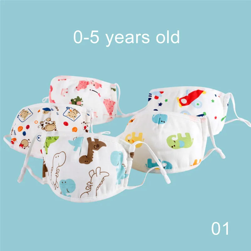 Kids Baby Anti Dust Face Mask Cartoon Washable Mouth Cover Bacterial Proof Animal Breathing Reusable Cotton Mask 0-12years