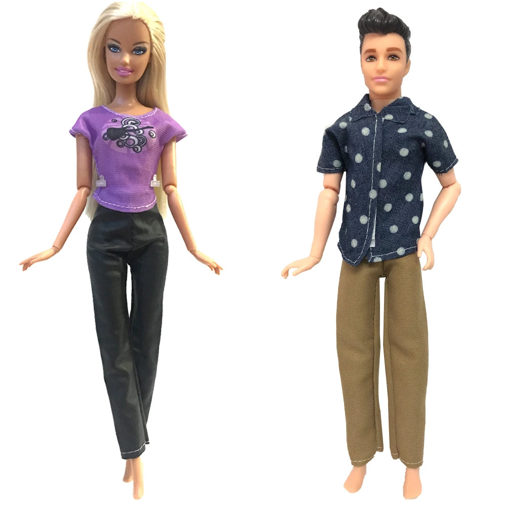 NK 2 Set 30CM Doll Mixed Male Girl Doll Clothes Fashion Doll Dress 11.5 inch Doll Clothes For 1/6 Dolls Accessories Gift Toy J J