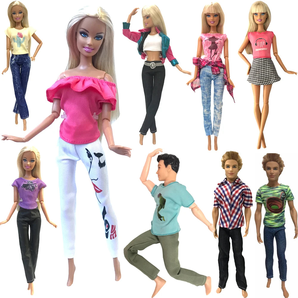 NK 2 Set 30CM Doll Mixed Male Girl Doll Clothes Fashion Doll Dress 11.5 inch Doll Clothes For 1/6 Dolls Accessories Gift Toy J J