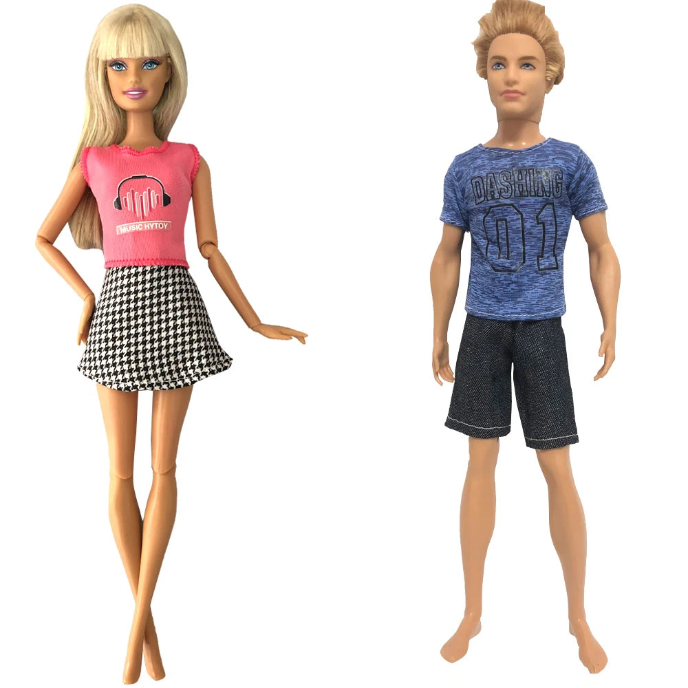 NK 2 Set 30CM Doll Mixed Male Girl Doll Clothes Fashion Doll Dress 11.5 inch Doll Clothes For 1/6 Dolls Accessories Gift Toy J J