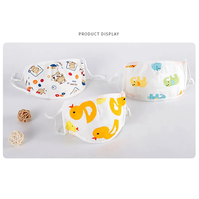 Kids Baby Anti Dust Face Mask Cartoon Washable Mouth Cover Bacterial Proof Animal Breathing Reusable Cotton Mask 0-12years