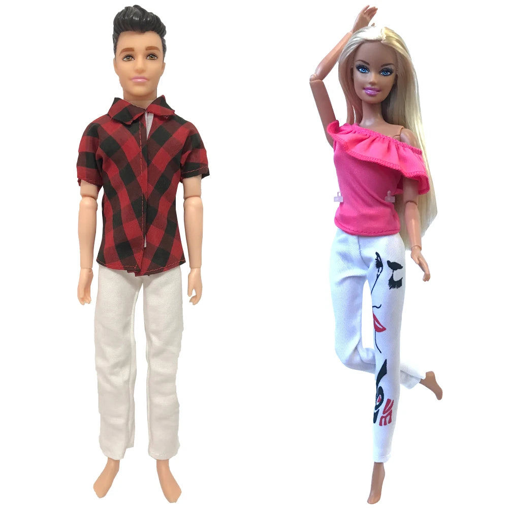 NK 2 Set 30CM Doll Mixed Male Girl Doll Clothes Fashion Doll Dress 11.5 inch Doll Clothes For 1/6 Dolls Accessories Gift Toy J J