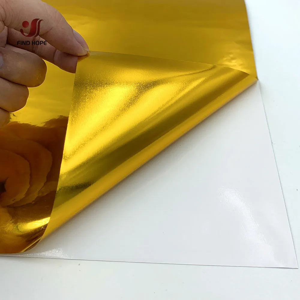 1pc 30*25cm/100cm Chrome Gold Adhesive Permanent Vinyl Decal Craft Sticker Car/Wall/Window Lettering Film Decor for cut Cemao