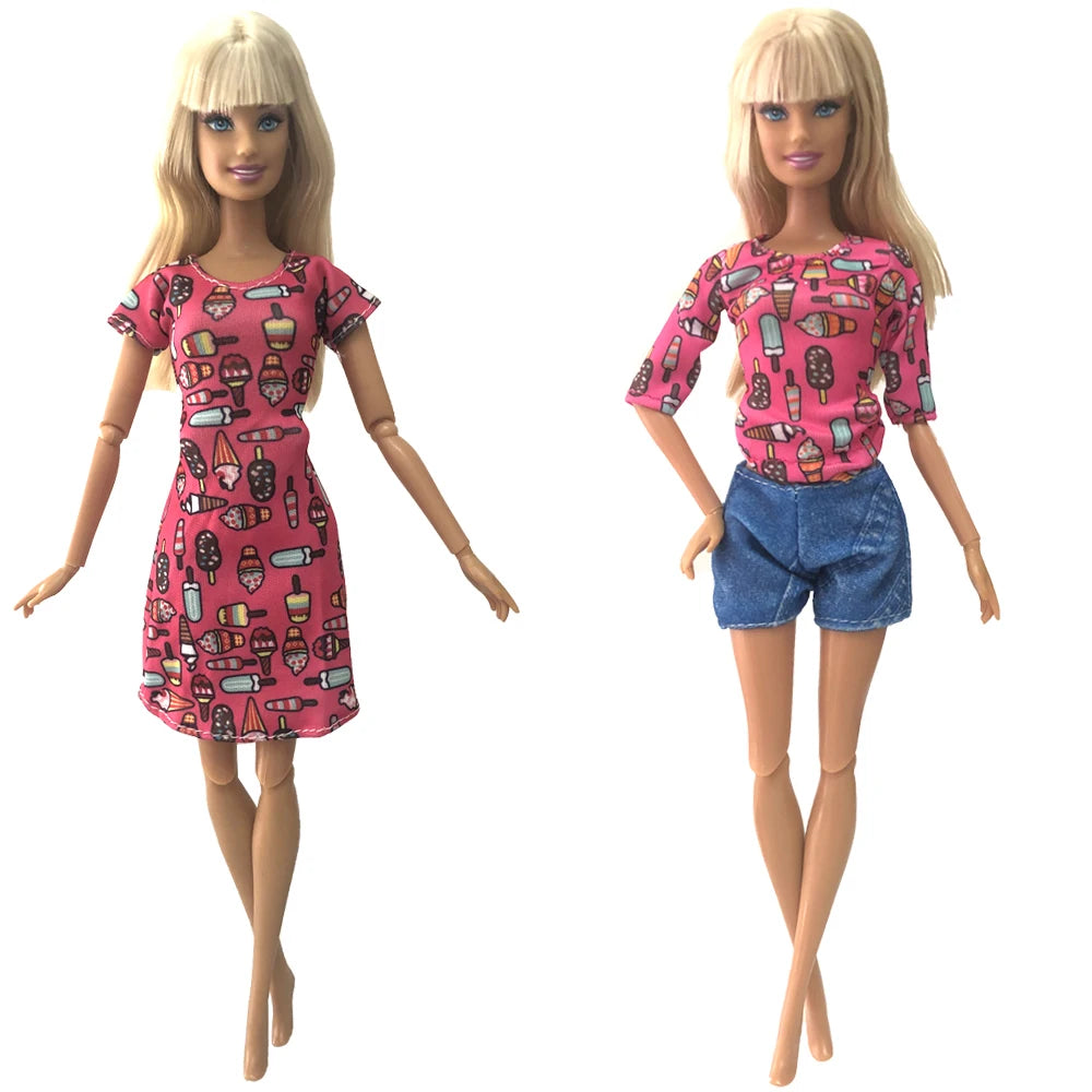 NK 2 Set 30CM Doll Mixed Male Girl Doll Clothes Fashion Doll Dress 11.5 inch Doll Clothes For 1/6 Dolls Accessories Gift Toy J J