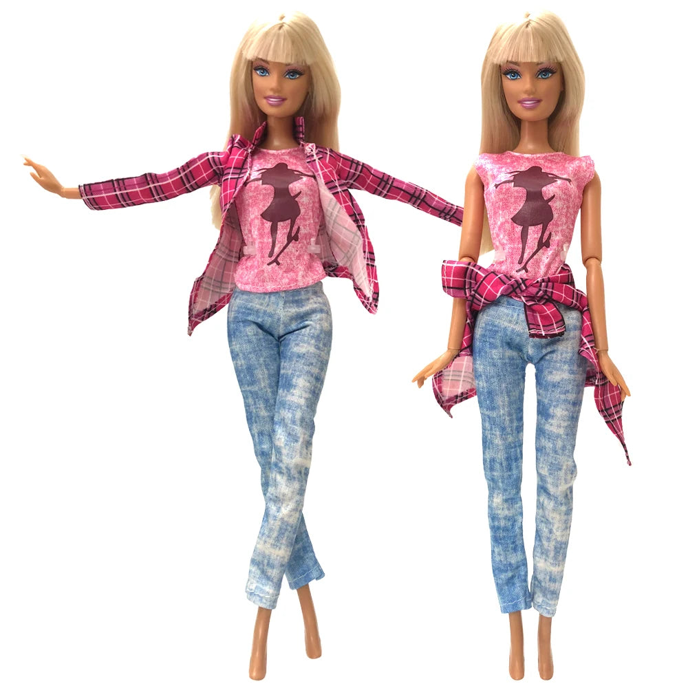 NK 2 Set 30CM Doll Mixed Male Girl Doll Clothes Fashion Doll Dress 11.5 inch Doll Clothes For 1/6 Dolls Accessories Gift Toy J J