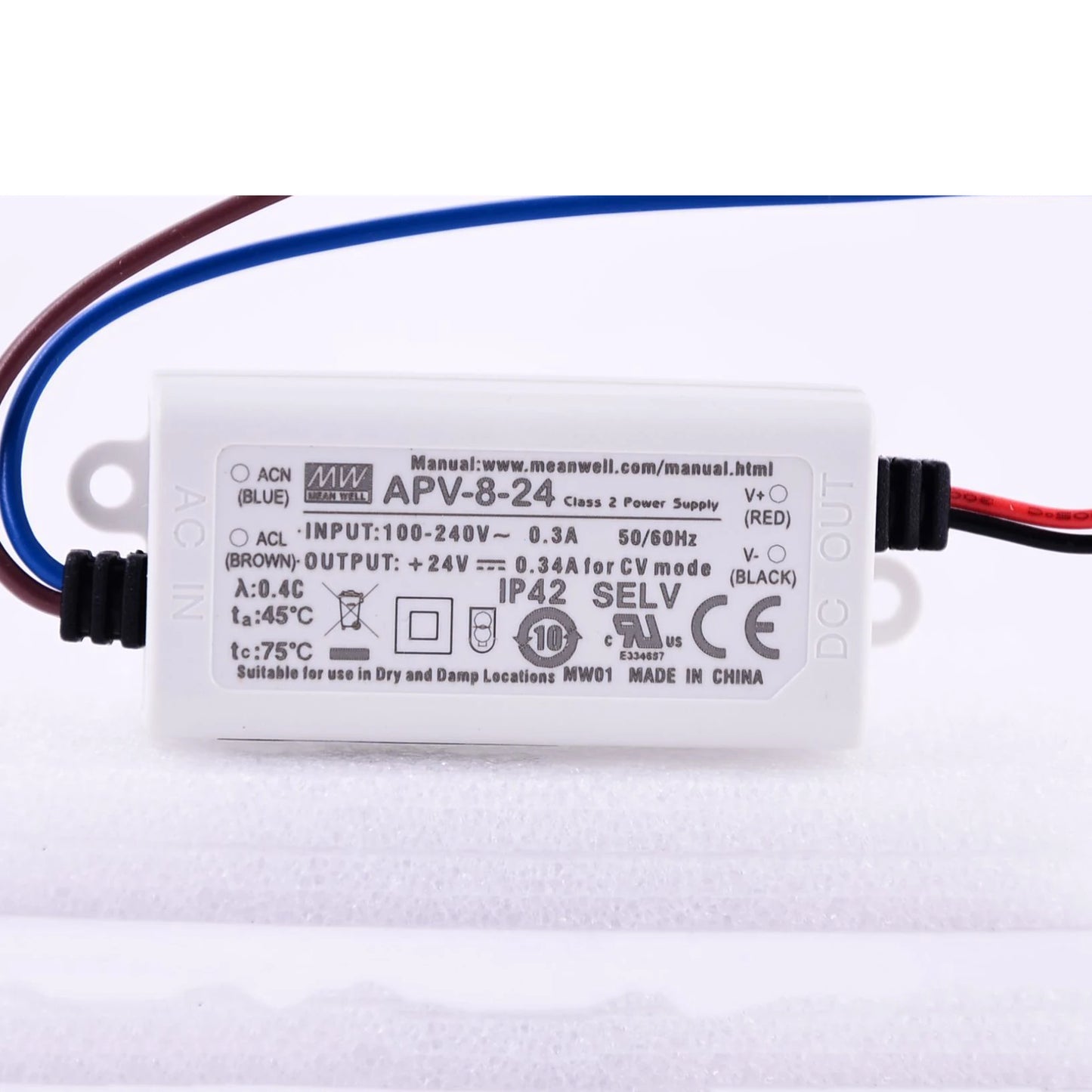 Original Mean Well APV-8-24 meanwell 24V/0.34A Constant Voltage design 8W Single Output LED Switching Power Supply