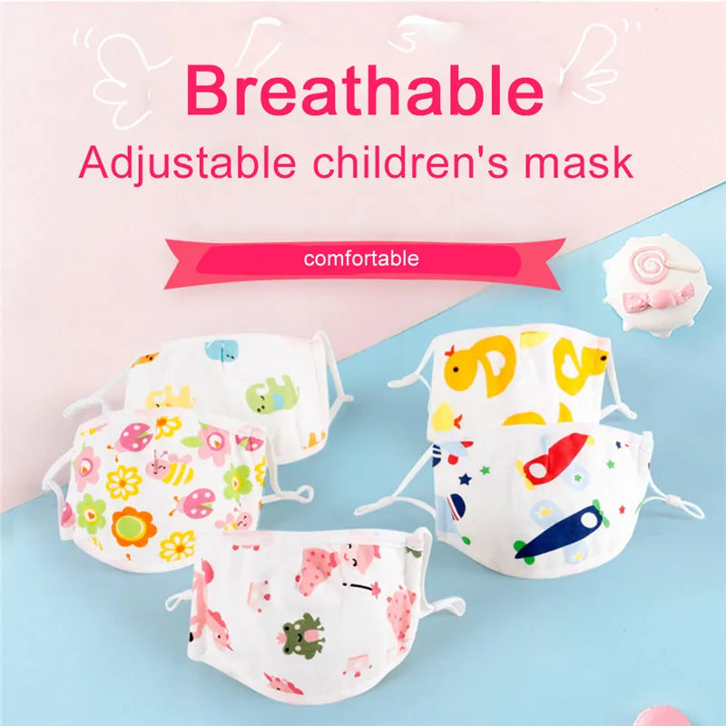 Kids Baby Anti Dust Face Mask Cartoon Washable Mouth Cover Bacterial Proof Animal Breathing Reusable Cotton Mask 0-12years