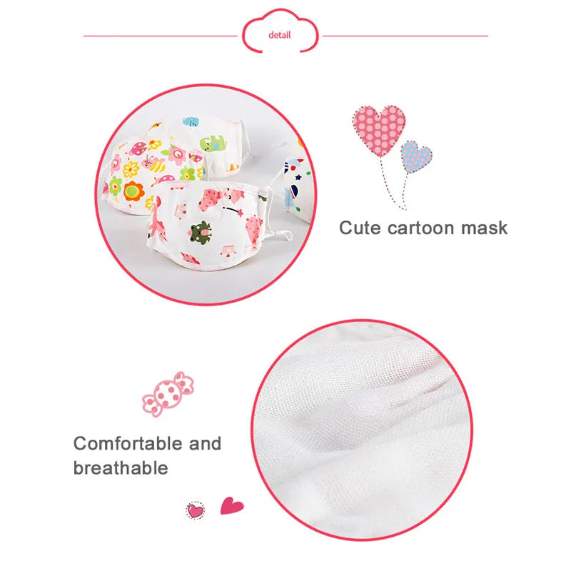Kids Baby Anti Dust Face Mask Cartoon Washable Mouth Cover Bacterial Proof Animal Breathing Reusable Cotton Mask 0-12years
