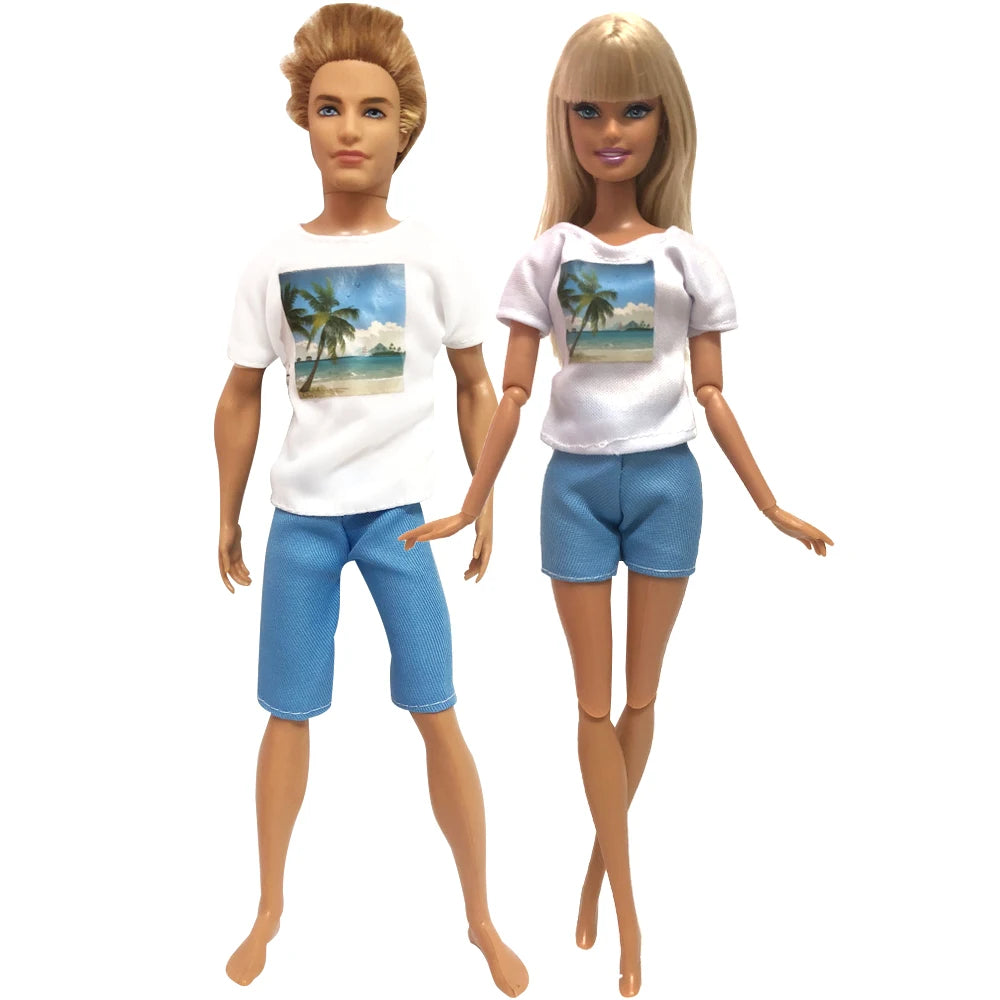 NK 2 Set 30CM Doll Mixed Male Girl Doll Clothes Fashion Doll Dress 11.5 inch Doll Clothes For 1/6 Dolls Accessories Gift Toy J J