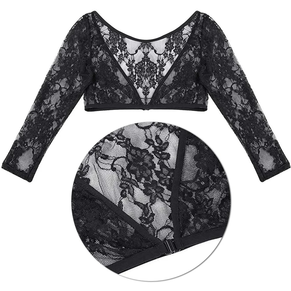 2022 New Women Lace Vest Sheer Mesh Seamless Arm Shaper Slimming Short Cropped Top V-Neck Hollow CardiganAcces Plus Size S-3XL