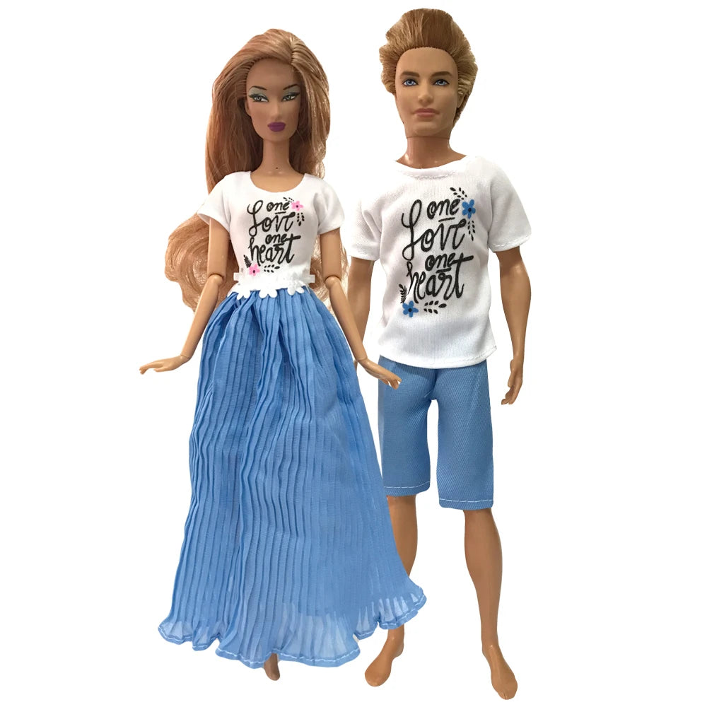 NK 2 Set 30CM Doll Mixed Male Girl Doll Clothes Fashion Doll Dress 11.5 inch Doll Clothes For 1/6 Dolls Accessories Gift Toy J J