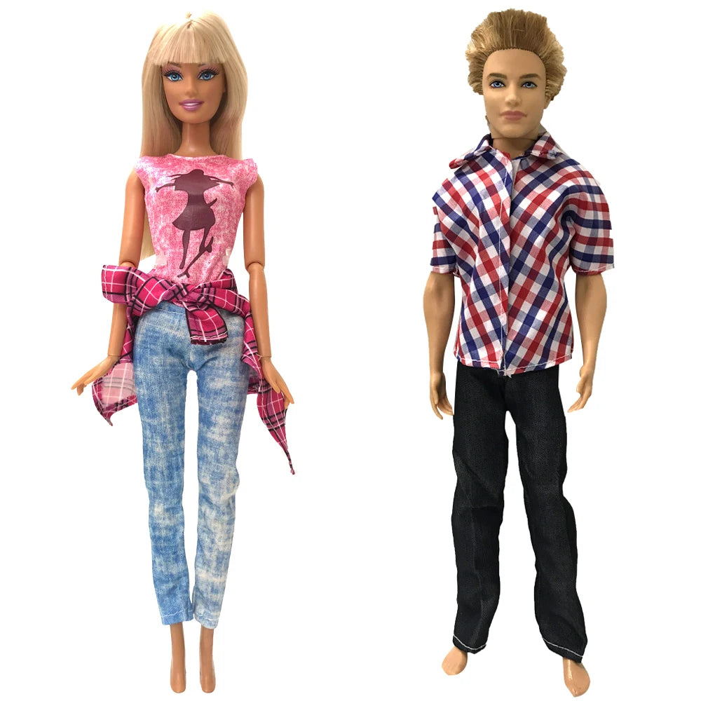 NK 2 Set 30CM Doll Mixed Male Girl Doll Clothes Fashion Doll Dress 11.5 inch Doll Clothes For 1/6 Dolls Accessories Gift Toy J J