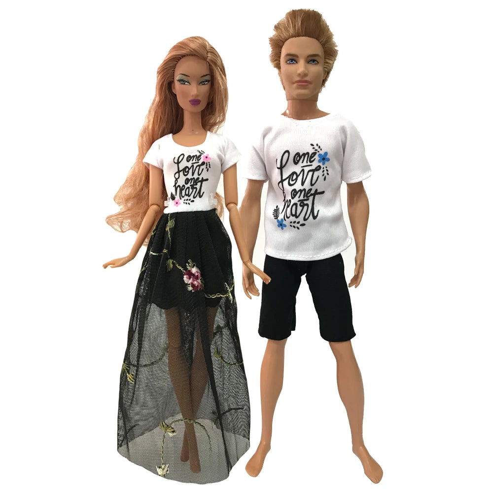 NK 2 Set 30CM Doll Mixed Male Girl Doll Clothes Fashion Doll Dress 11.5 inch Doll Clothes For 1/6 Dolls Accessories Gift Toy J J
