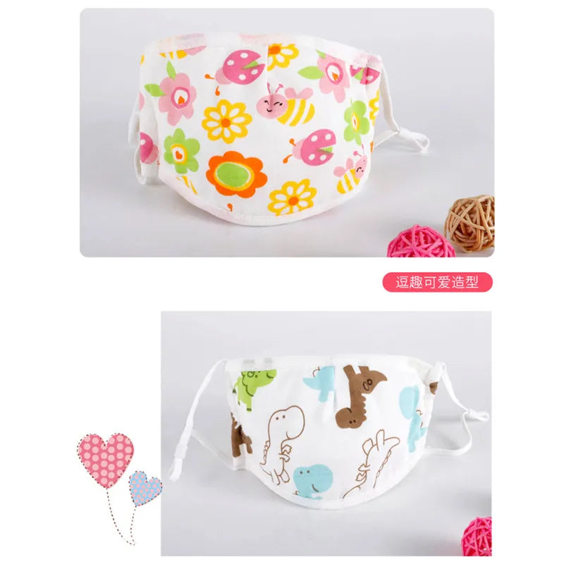 Kids Baby Anti Dust Face Mask Cartoon Washable Mouth Cover Bacterial Proof Animal Breathing Reusable Cotton Mask 0-12years