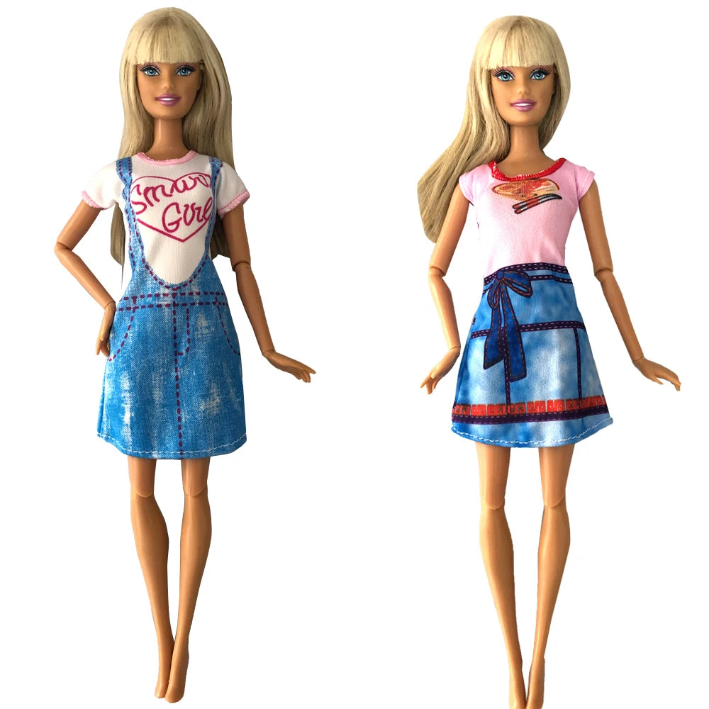 NK 2 Set 30CM Doll Mixed Male Girl Doll Clothes Fashion Doll Dress 11.5 inch Doll Clothes For 1/6 Dolls Accessories Gift Toy J J