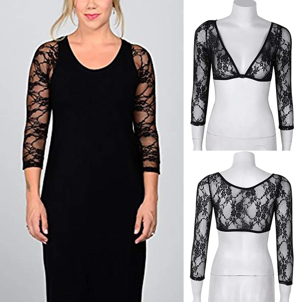 2022 New Women Lace Vest Sheer Mesh Seamless Arm Shaper Slimming Short Cropped Top V-Neck Hollow CardiganAcces Plus Size S-3XL