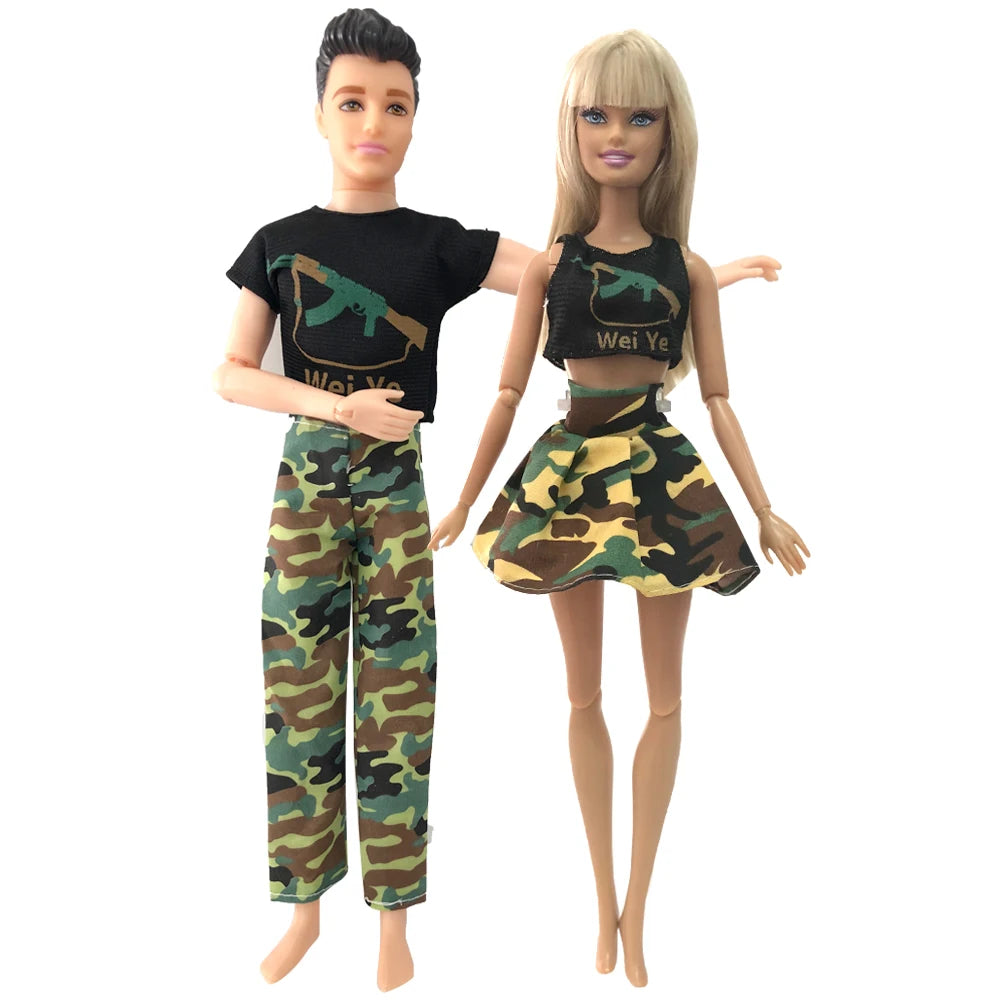 NK 2 Set 30CM Doll Mixed Male Girl Doll Clothes Fashion Doll Dress 11.5 inch Doll Clothes For 1/6 Dolls Accessories Gift Toy J J
