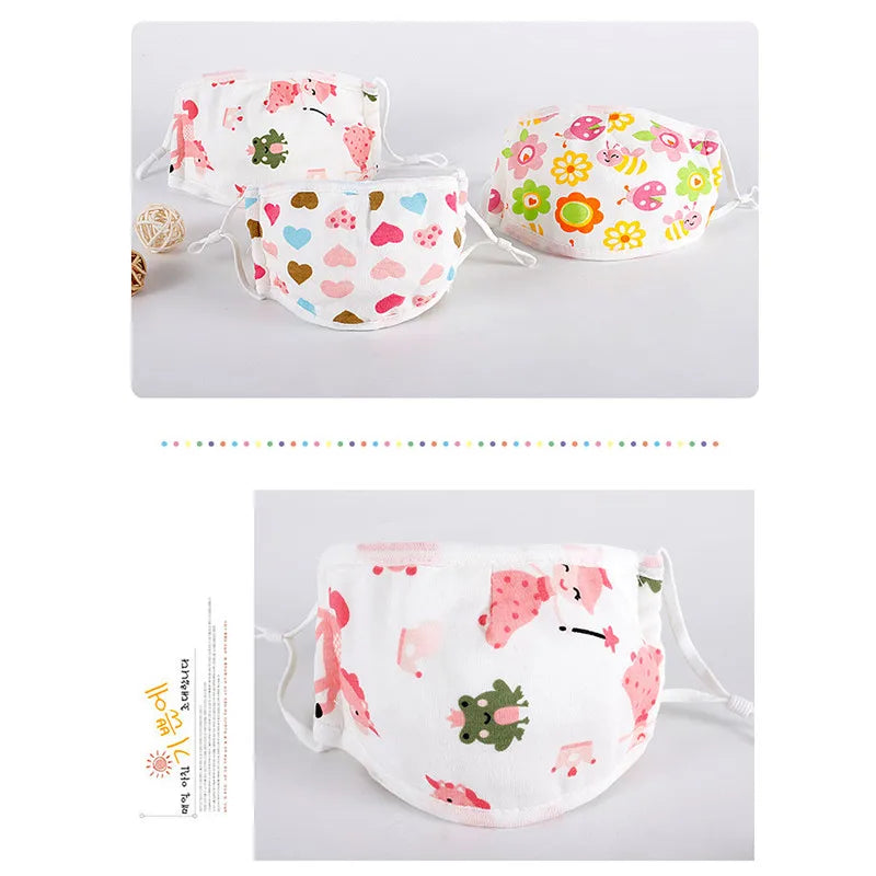 Kids Baby Anti Dust Face Mask Cartoon Washable Mouth Cover Bacterial Proof Animal Breathing Reusable Cotton Mask 0-12years
