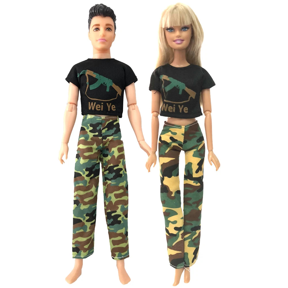NK 2 Set 30CM Doll Mixed Male Girl Doll Clothes Fashion Doll Dress 11.5 inch Doll Clothes For 1/6 Dolls Accessories Gift Toy J J