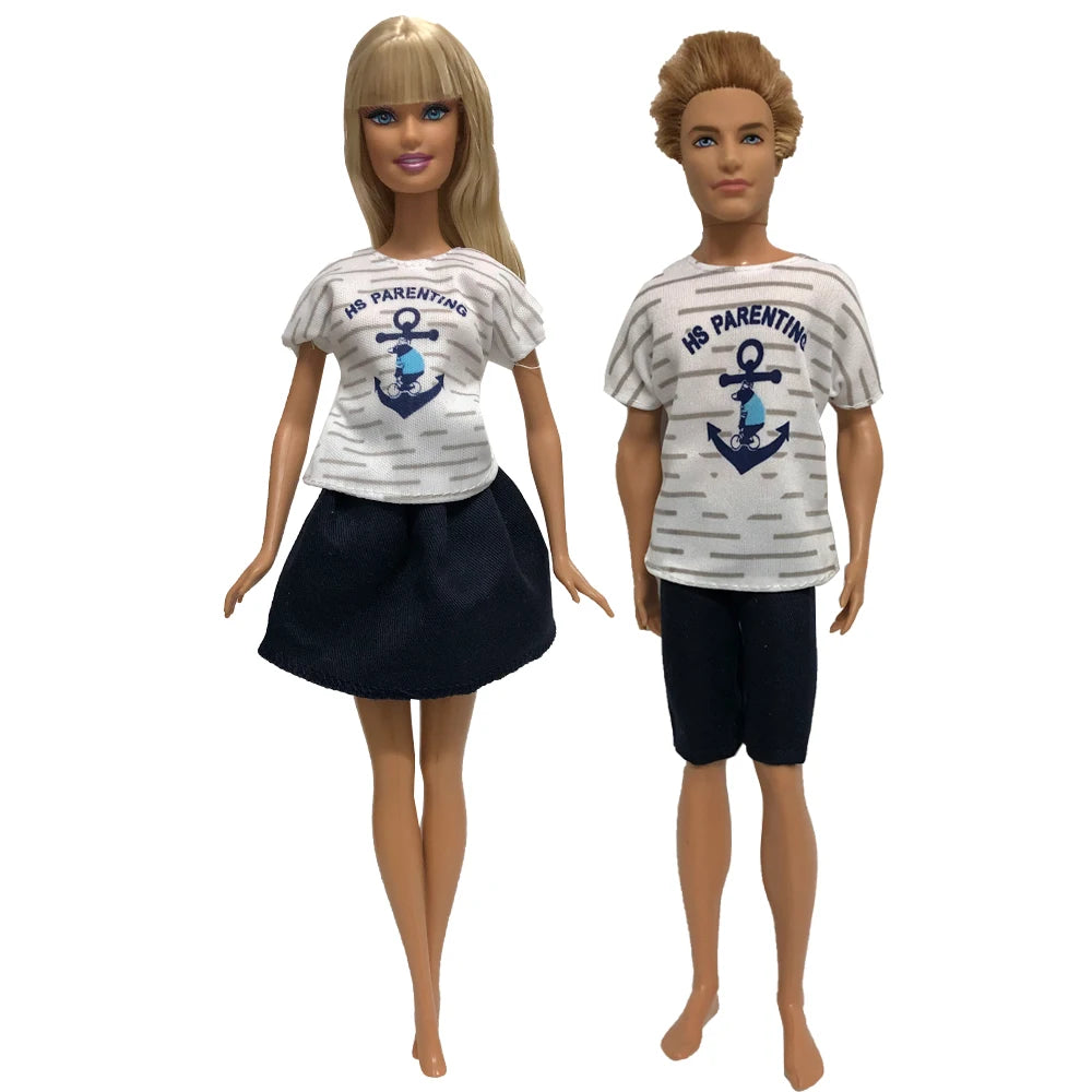 NK 2 Set 30CM Doll Mixed Male Girl Doll Clothes Fashion Doll Dress 11.5 inch Doll Clothes For 1/6 Dolls Accessories Gift Toy J J