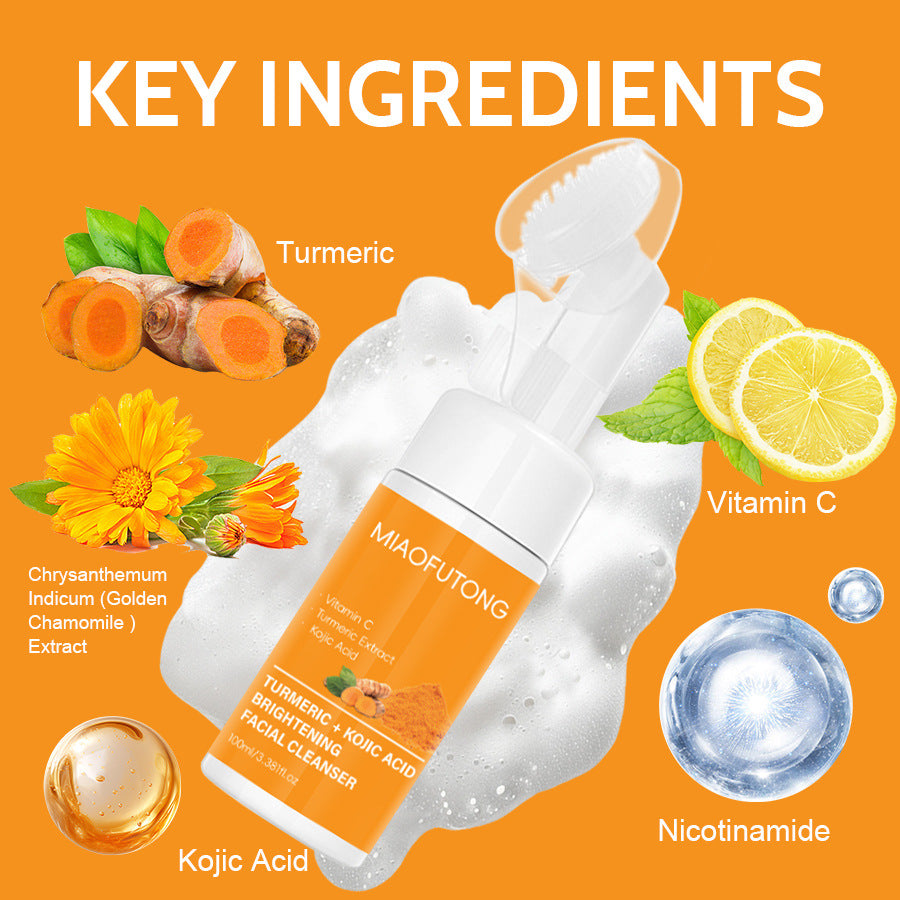 Turmeric Cleanser & Soap Sets Deeply Cleansing Kojic Acid Blackhead Remover Skin Cleansing Oil Control Fade Acne Marks Brighten