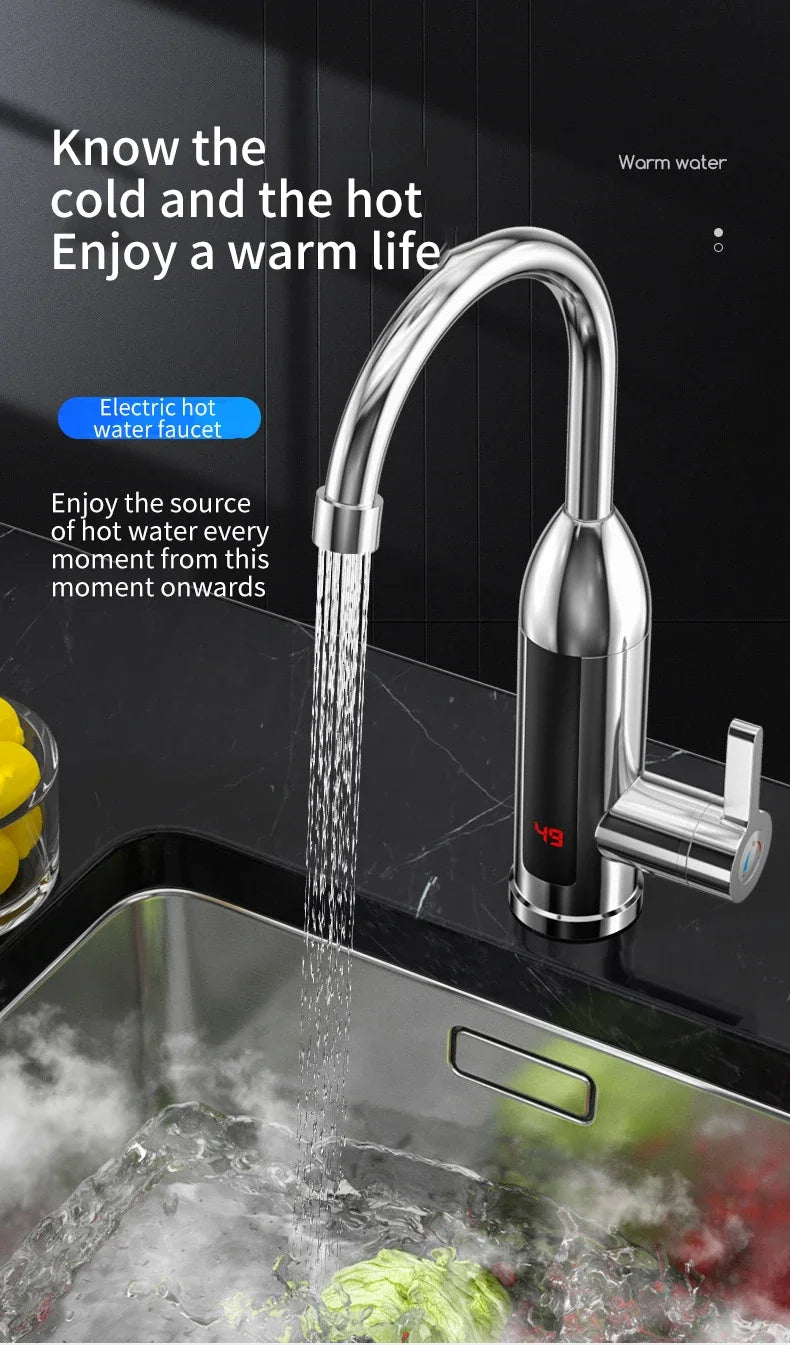 3000W 220V Electric Kitchen Water Heater Tap Instant Hot stainless steel Water Faucet Heater Cold Heating Faucet