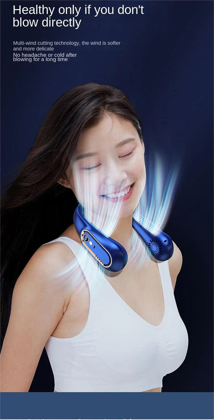 5 Speeds Neck Fan, LED Display, 360° Airflow, Quiet Portable USB Wearable Fan for Travel Office Home