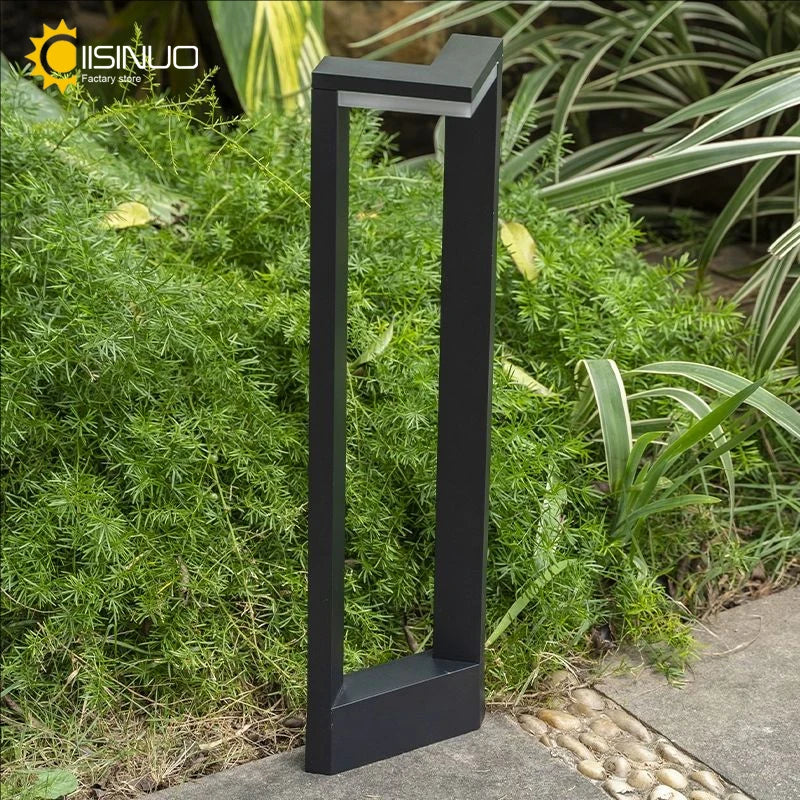 LED 12W Outdoor Landscape Path Lights Black IP65 Waterproof Lawn Post Light Fixture for Lawn Patio Courtyard Driveway Decoration