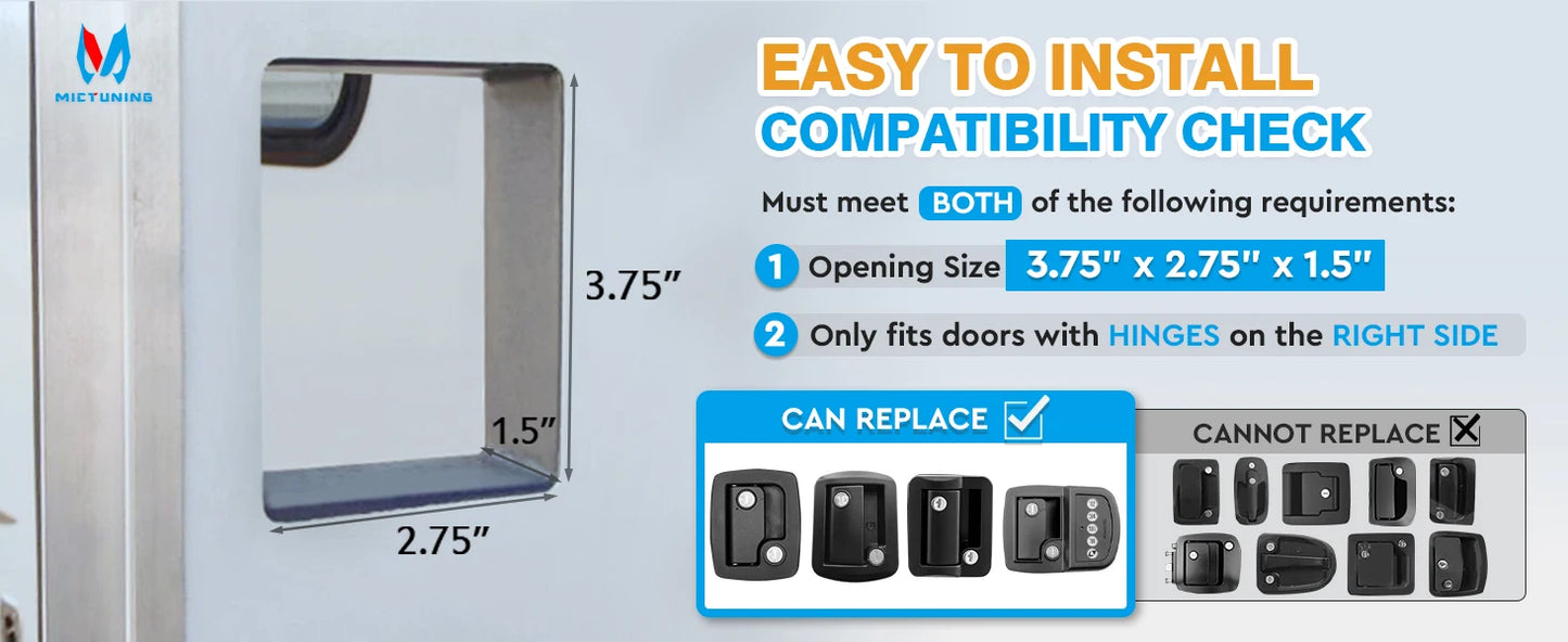 MICTUNING Keyless RV Door Lock,Multiple Unlocking Methods,Remote Key Range Up to 50FT, Heavy Duty Steel Waterproof For Campers