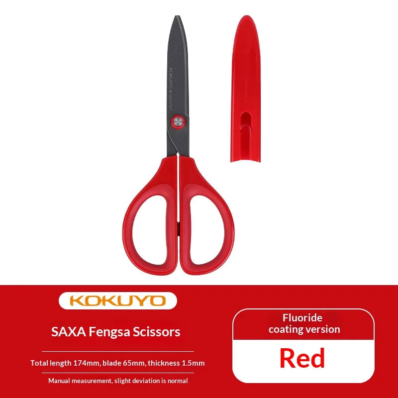 Japan KOKUYO SAXA Safety Scissors,Portable Titanium Coated Non-stick Blunt Tip Multi-Purpose Scissors for Home,Kids Craft&Office