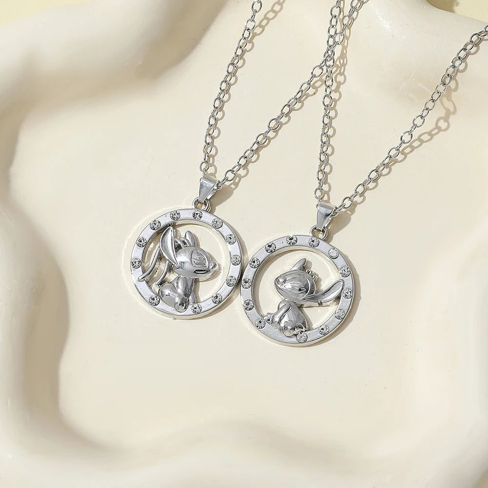 Antique Silver Stitch Angel Pendant Necklace Fashion Jewelry Shining CZ Stones for Anniversary Party Valentine's Day Gift