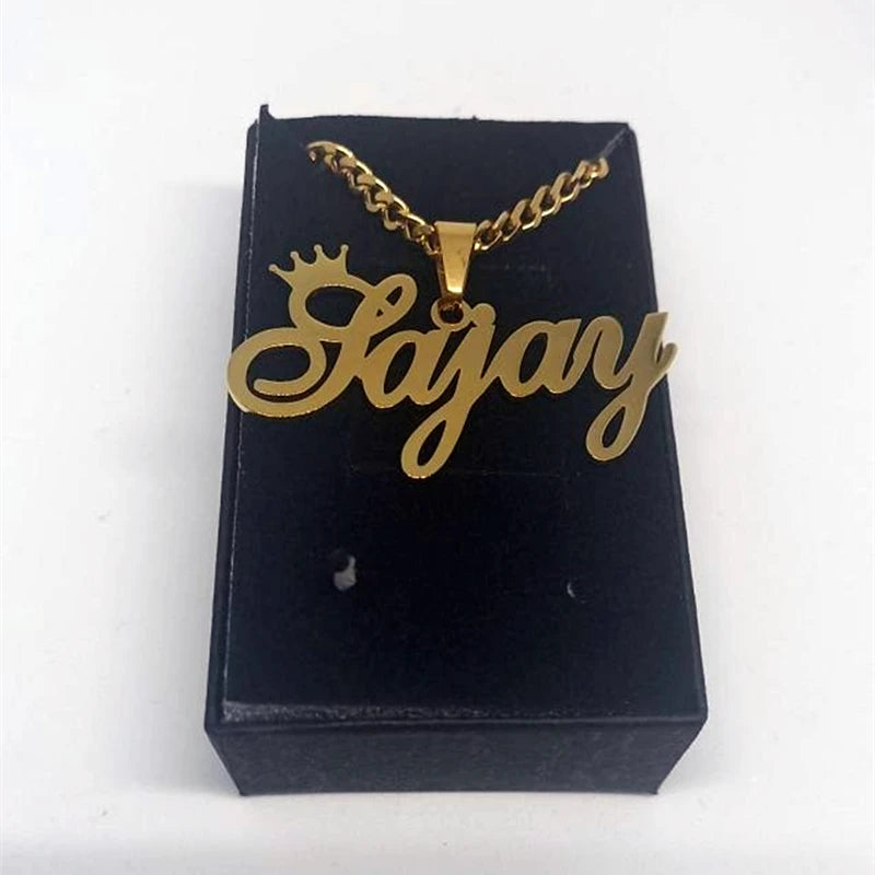Custom Movable Big Name Pendant Necklace Stainless Steel Cuban Chain Nameplate Personalized Necklace For Women Fashion Jewelry