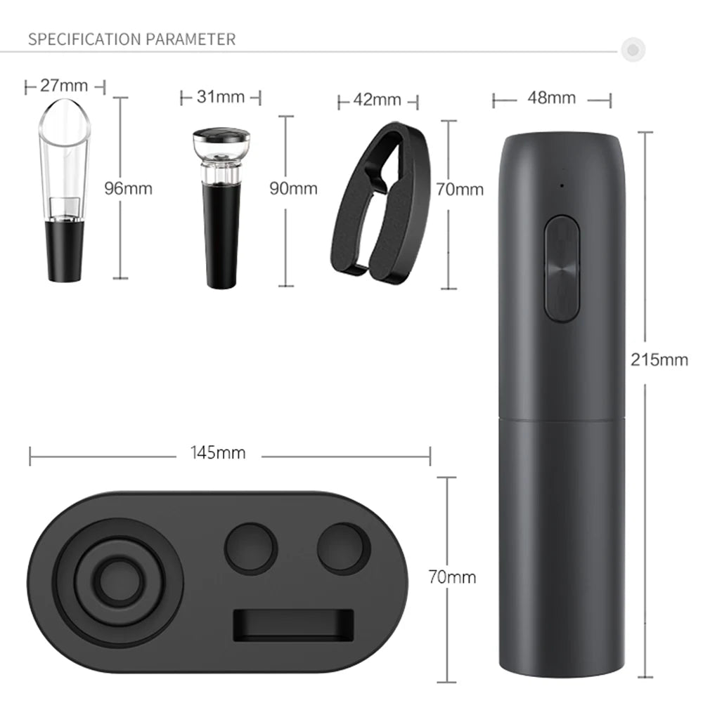 Electric Wine Opener USB Rechargeable Automatic Large Battery Powered Effortless Bottle Opener For Kitchen BarTools Party Gift
