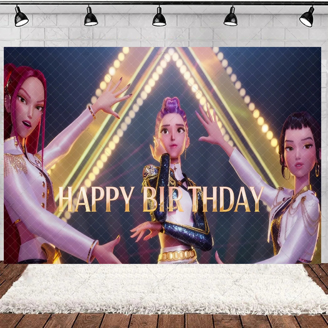 Hot KPop Girl Demon Hunters Backdrop Popular Anime Adult Children's Birthday Party Decorations Baby Shower Supplies Photo Props