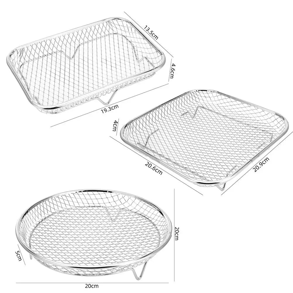 Durable Stackable Air Fryer Rack Non-Stick Stainless Steel Airfryer Tray Grill Basket Kitchen Gadgets