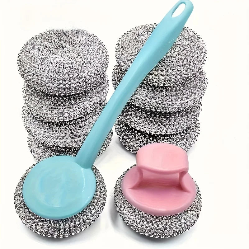 10 Pcs Nano Cleaning Sponge with Removable Handle,Includes Long and Short Handles Scratch Free Dishwasher,For Pots and Plates ﻿