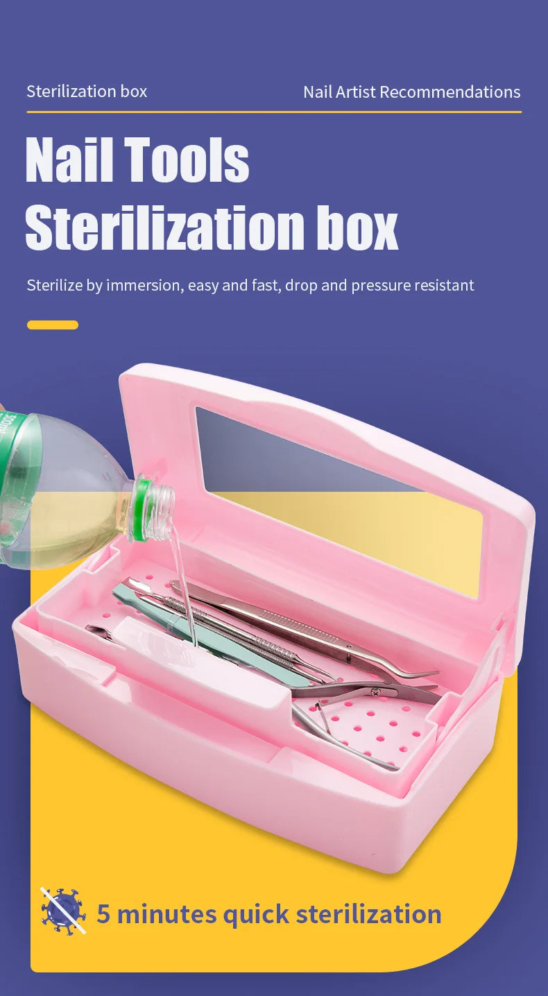 Manicure Tools Beauty Implement Sterilizing Tray Nail Tools Inside Disinfection Box Detachable Cleaning Nail Tools Storage Box