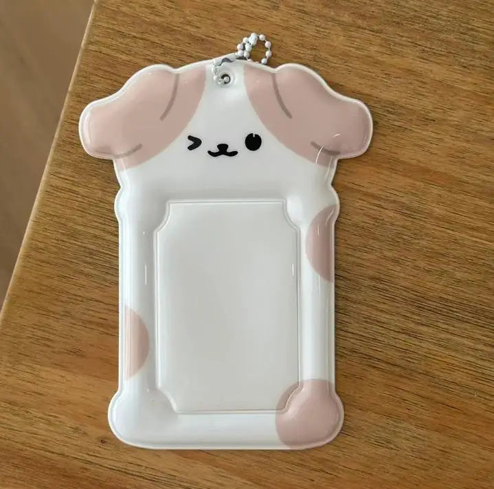 Ins Style Cartoon Puppy Photocard Holder with Keychains Cute 3inch Cards Protect Sleeves for Students