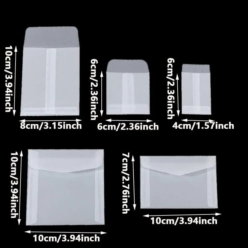 50Pcs/Pack Simple Semi-Transparent Vellum Paper Envelopes Matte Frosted for Postcards Greeting Cards Wedding Invitations