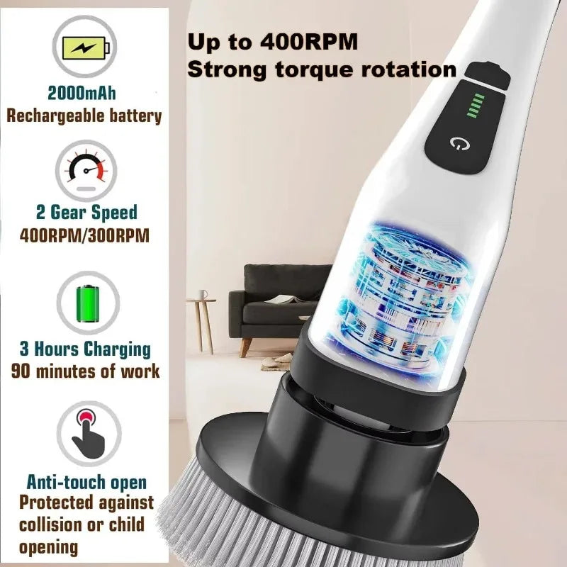 Cordless Electric Spin Scrubber For Kitchen Bathroom Toilet Tile Grout Cleaning Household Multipurpose Power Brush
