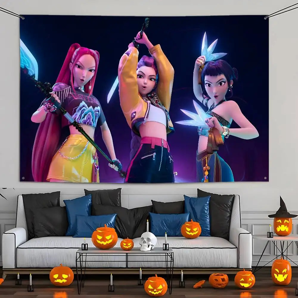 KPop Demon Hunters Flag Custom Flags Wall Hanging Tapestry Outdoor Decorative flag Background Blanket