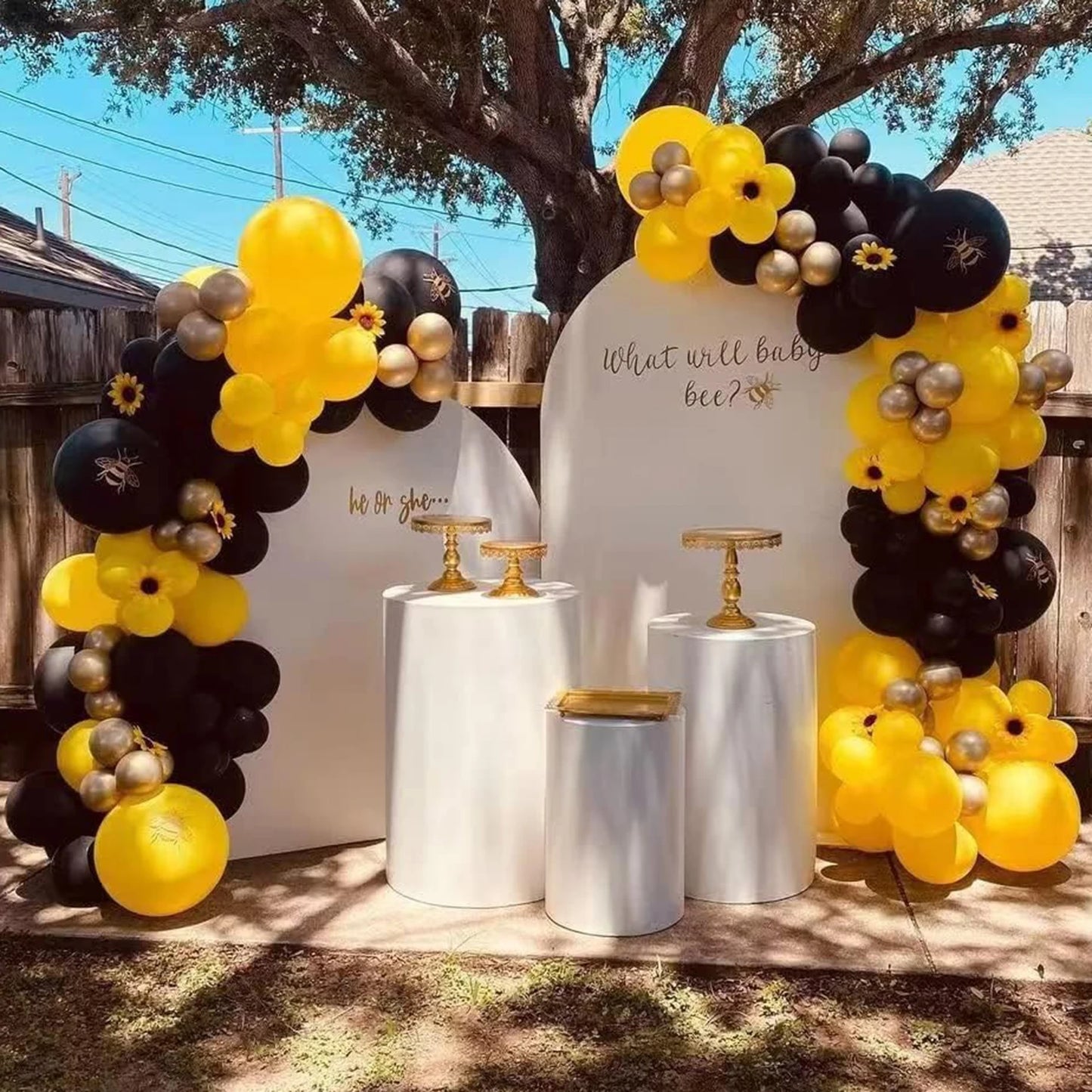 100pcs yellow and black latex balloon set suitable for birthday parties, weddings, Valentine's Day party decorations