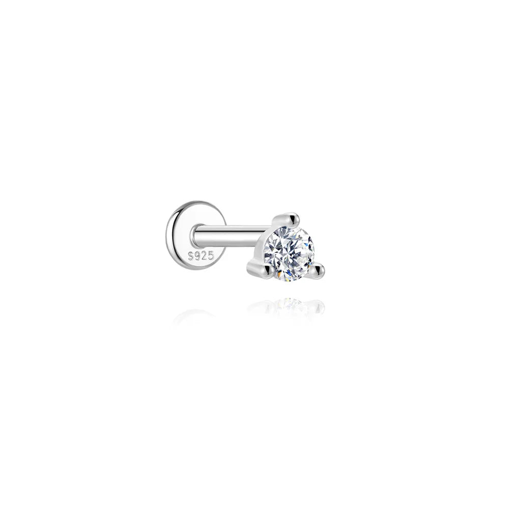 CANNER 1PC Moissanite Spherical Vertical Eight-pointed Star Piercing Earrings 925 Sterling Silver Jewelry Valentine's Day Gift