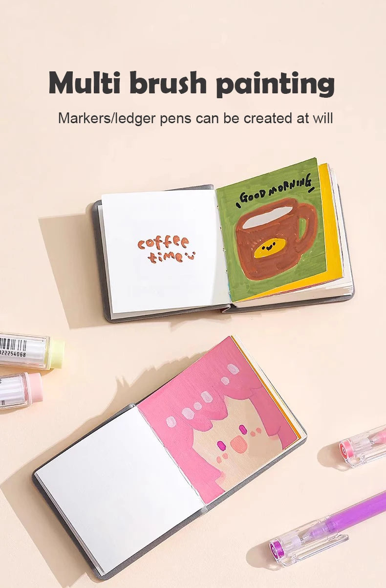 15Pcs 50x50mm Pocket Drawing Book Blank Water Color Thick Paper Mini Sketchbook 200g 48sheets Marker Painting Paper Art Supplies