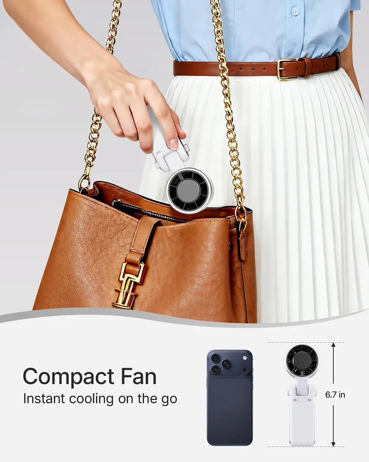 Mini High-speed Handheld Fan Usb Charging Digital Display Portable Desktop Folding Hanging Camping Violent Turbo Fan