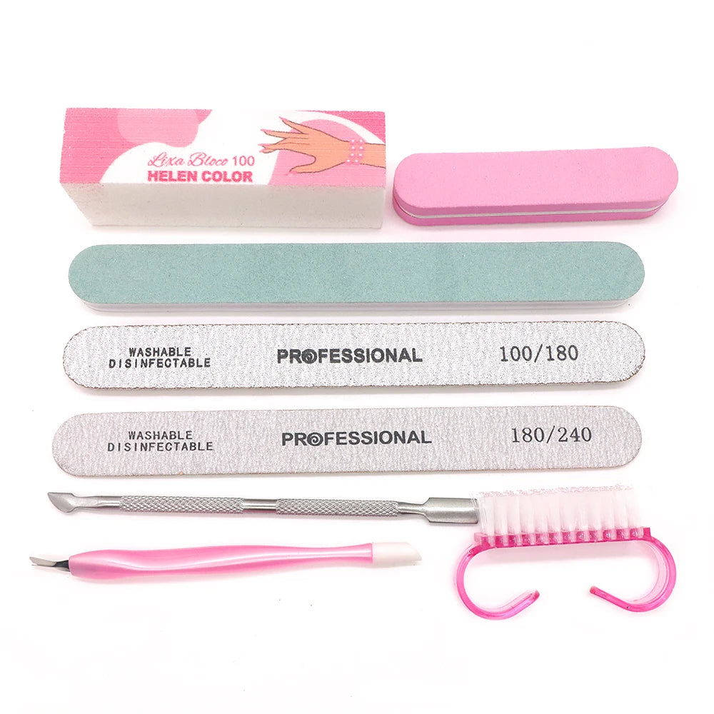 8pcs/Set Nail Manicure Care Tool Kit Nail Buffer Professional Nail Files Brush Manicure Pedicure UV Gel Nails Polish Art Tools