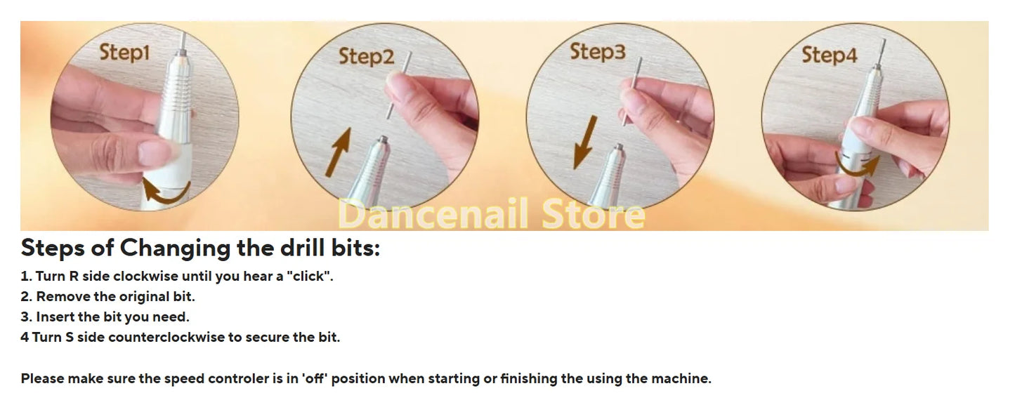 Nail Drill Professional Electric 30000RPM Home Salon Polishing Manicure Pedicure Remove Dremel Buffer